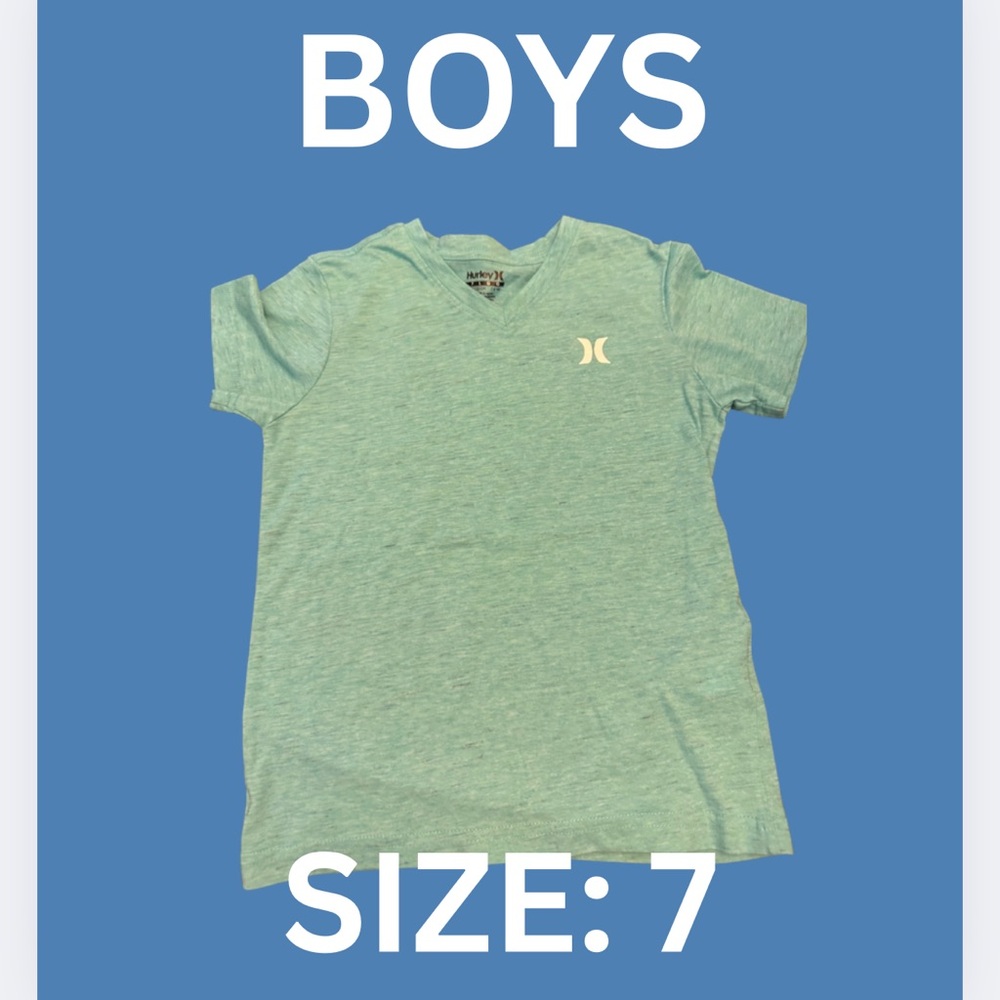 HURLEY BOYS VNECK TOP- TEAL/ BLACK